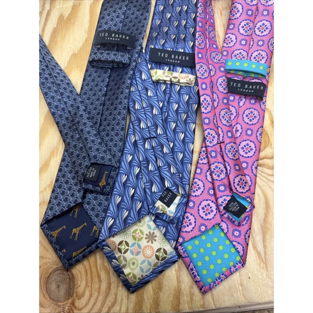 Ted Baker London Silk Ties Business Formal Purple Blue Patterned Lot Of 3‎